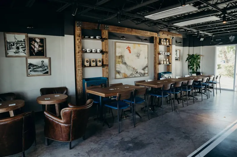 Coffee bar with indoor seating at The Perry Hotel
