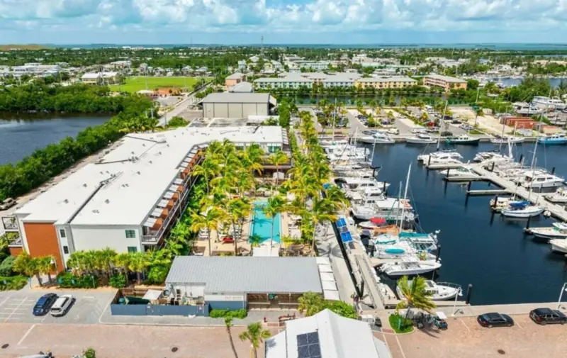 The Perry Hotel and marina on Stock Island seen from the air